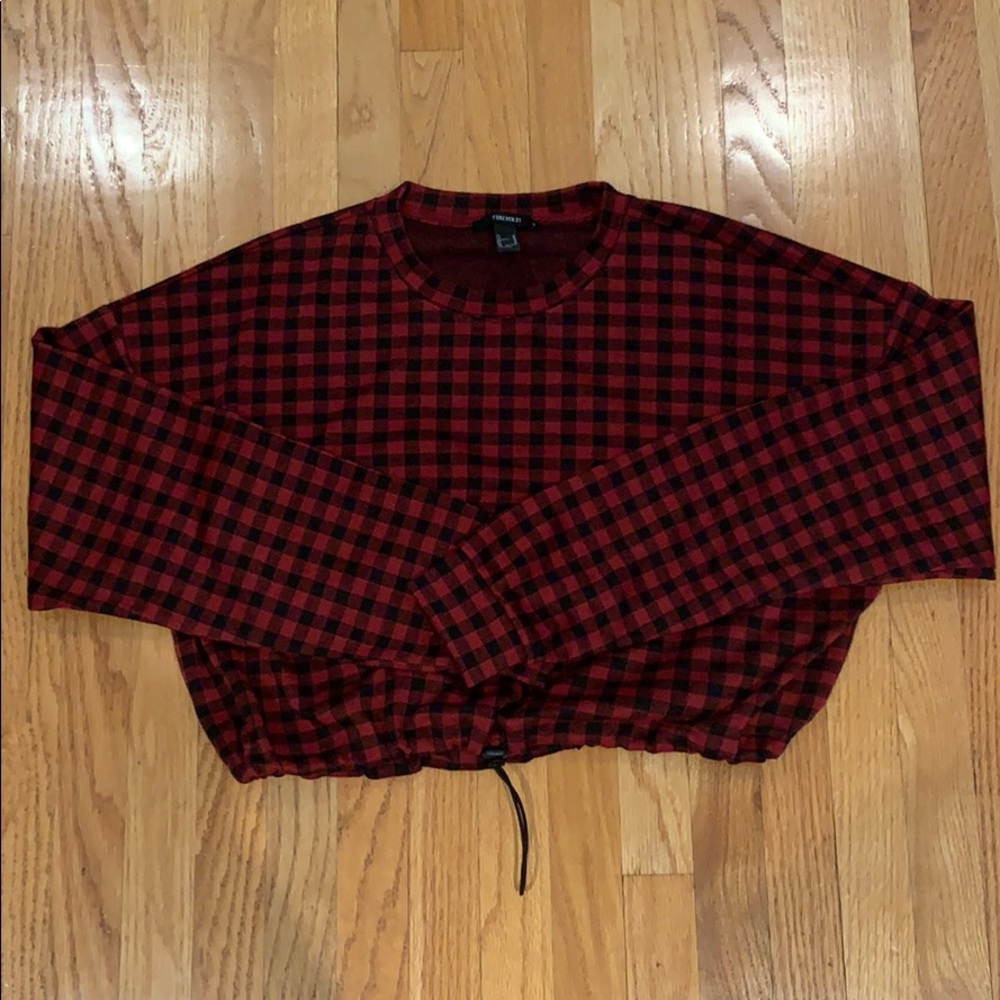 Forever21 Plaid Cropped Sweatshirt